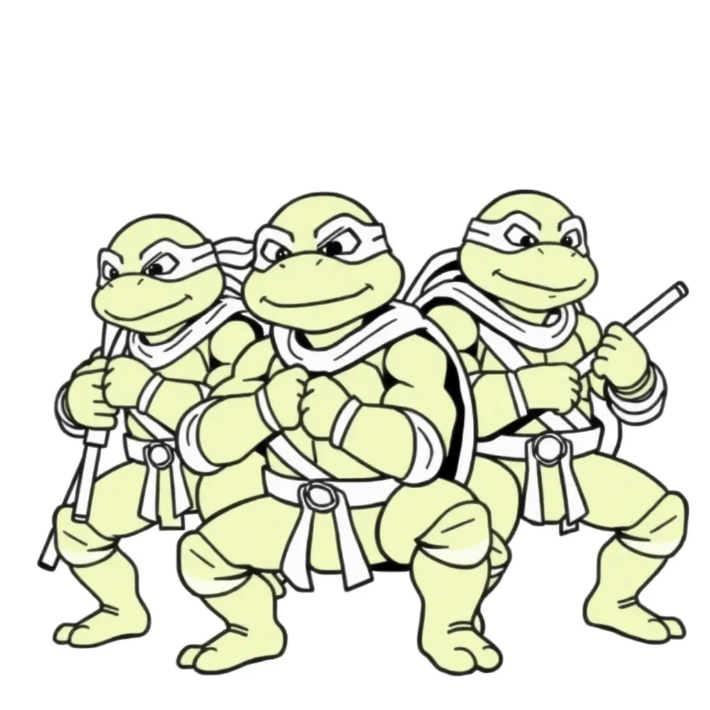 Ninja Turtles Actie Superheld Cartoon Avontuur coloring page for children