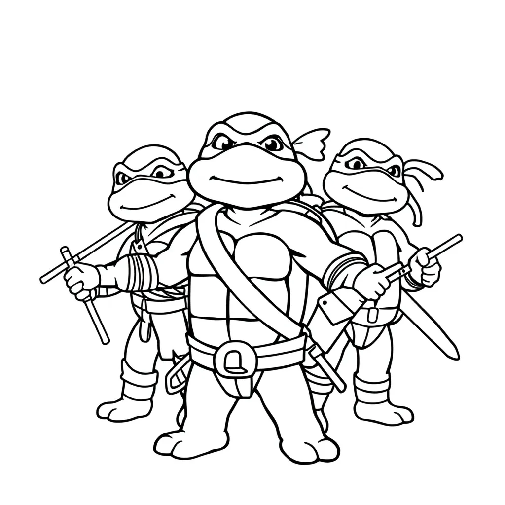 Ninja Turtles Actie Superheld Cartoon Avontuur coloring page for children