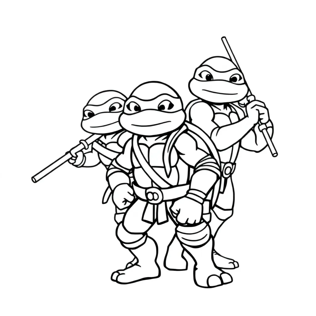 Ninja Turtles Superheld Actie Cartoon Avontuur coloring page for children