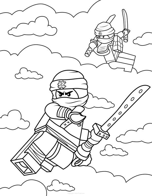 Ninjago In De Wolken coloring page for children