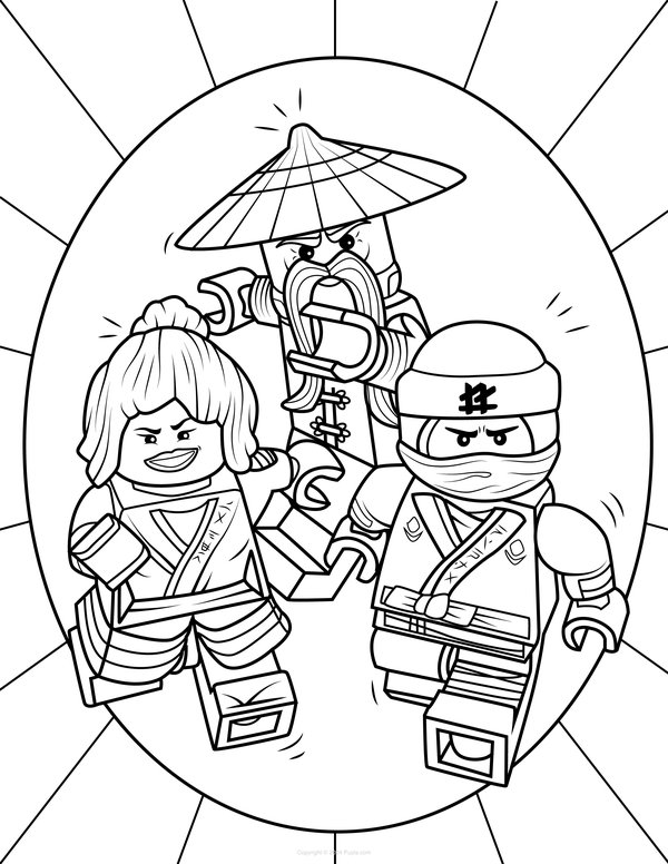 Ninjago personages coloring page for children