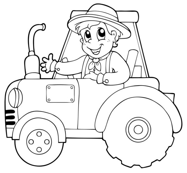 Nino En Tractor coloring page for children