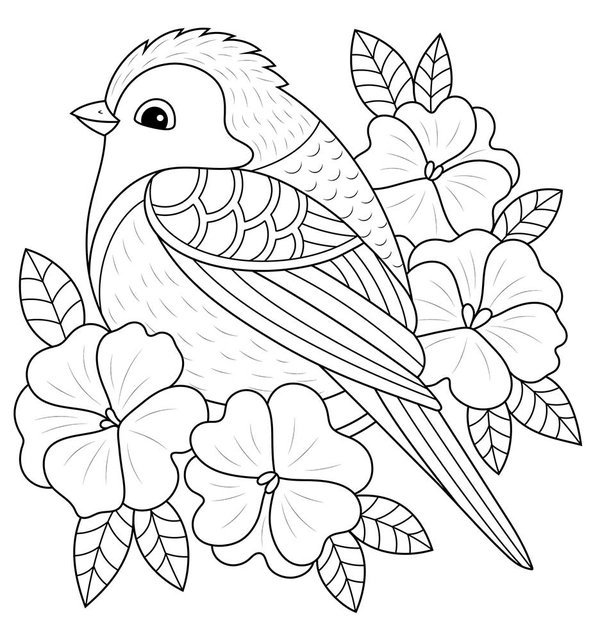 Oiseau De Printemps coloring page for children