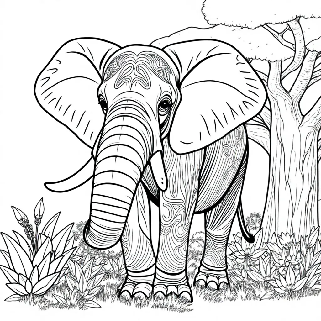 Olifant coloring page for children