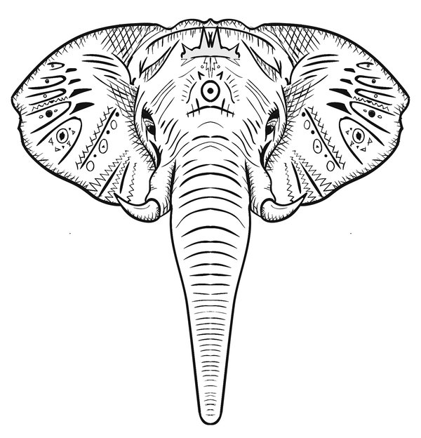 Olifanten Hoofd coloring page for children