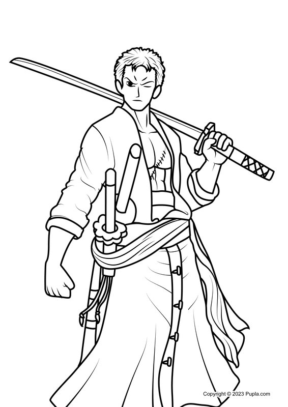 One Piece Roronoa Zoro coloring page for children