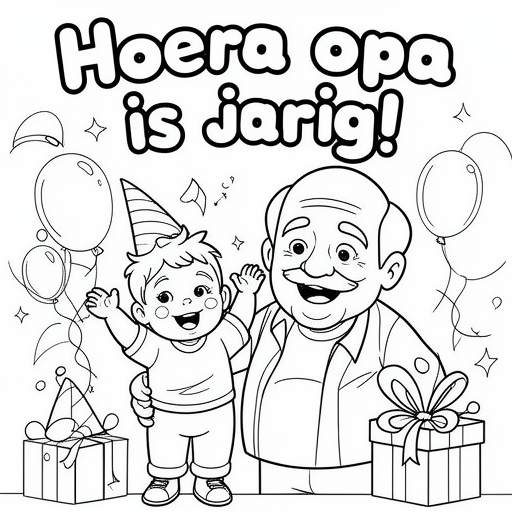 Opa en peuter kleinzoon vieren feest