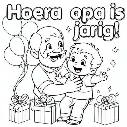 Opa en peuter kleinzoon vieren feest