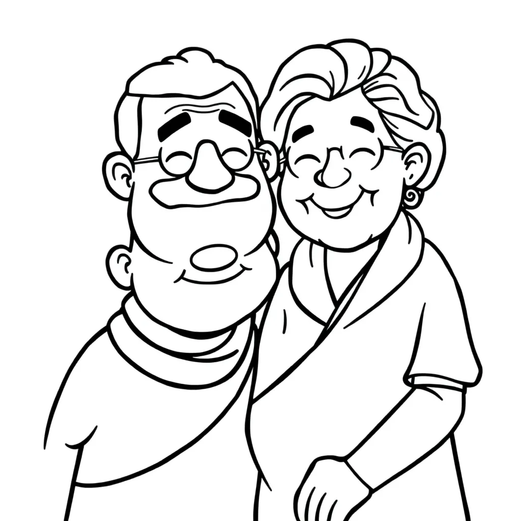 Opa Oma Familie Creatief Tekenen coloring page for children