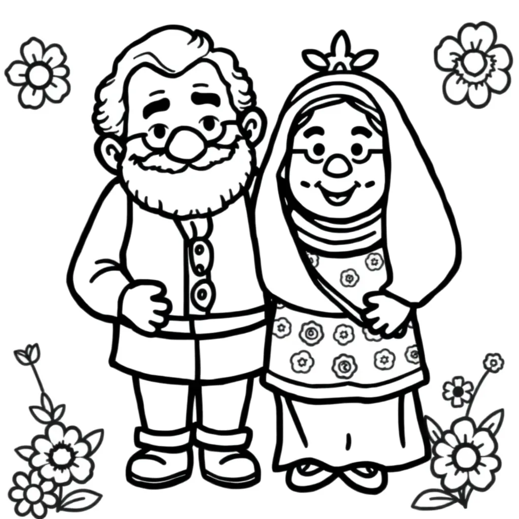 Opa Oma Familie Generaties Liefdevol coloring page for children