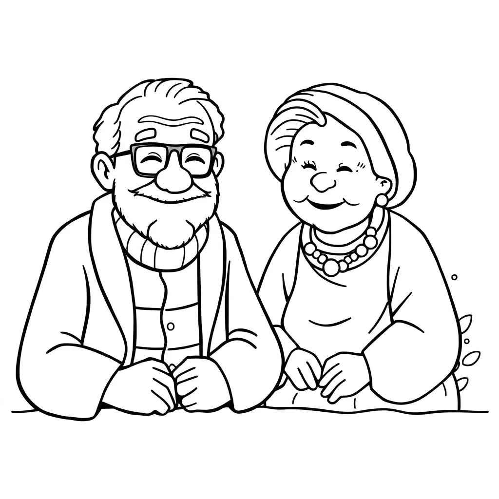 Opa Oma Familie Generaties Liefdevol coloring page for children