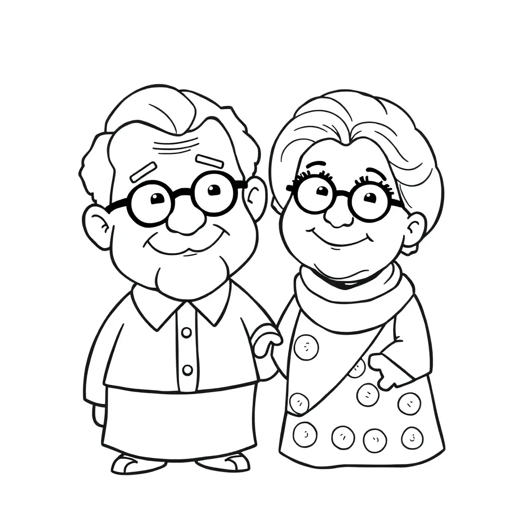 Opa Oma Familie Generaties Liefdevol coloring page for children