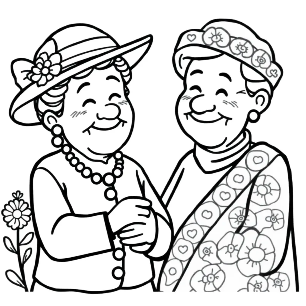 Opa Oma Familie Generaties Liefdevol coloring page for children