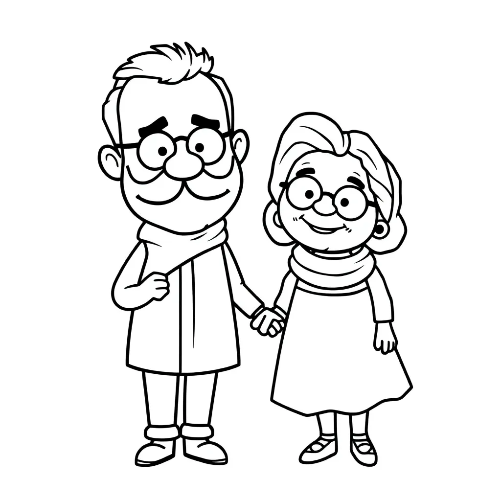 Opa Oma Familie Generaties Liefdevol coloring page for children