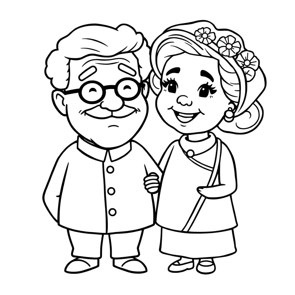 Opa Oma Familie Generaties Liefdevol coloring page for children