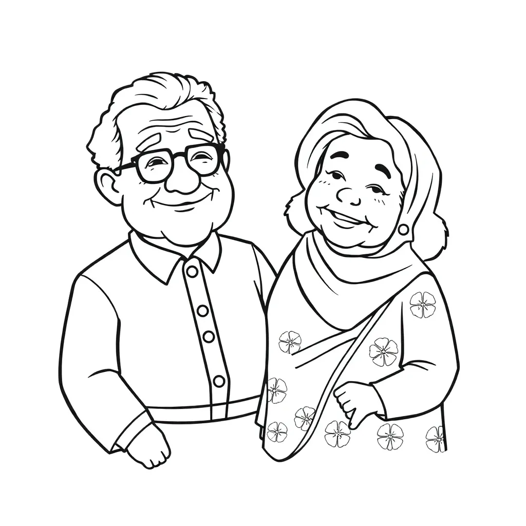 Opa Oma Familie Generaties Liefdevol coloring page for children