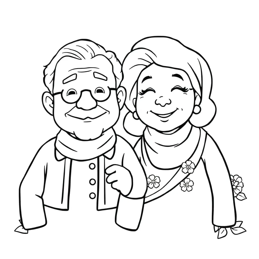 Opa Oma Familie Generaties Liefdevol coloring page for children