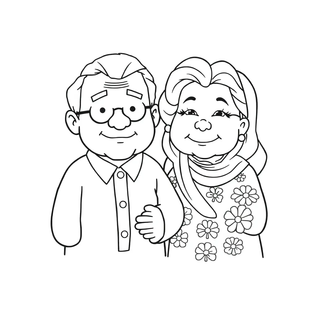 Opa Oma Familie Tekenen Creatief coloring page for children