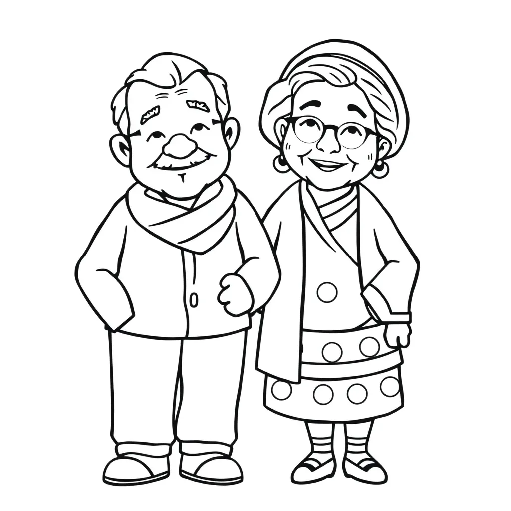 Opa Oma Familie Tekenening Creatief coloring page for children
