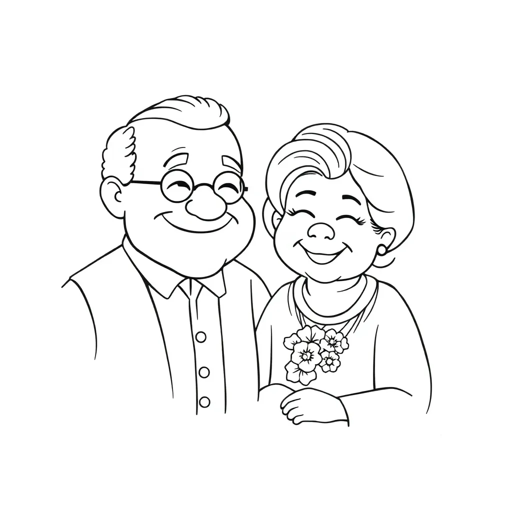 Opa Oma Familie Tekening Creatief coloring page for children