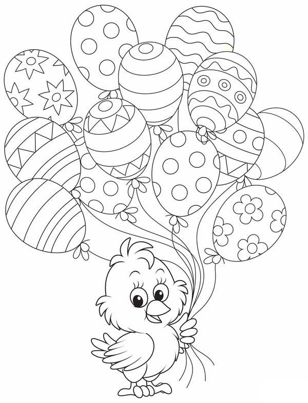 Osterentchen Mit Luftballon Eiern coloring page for children