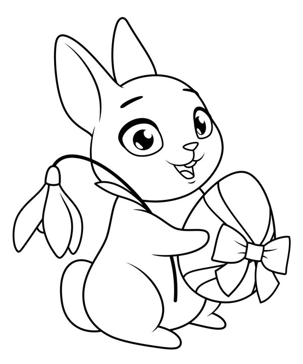 Osterhase hält Ei coloring page for children