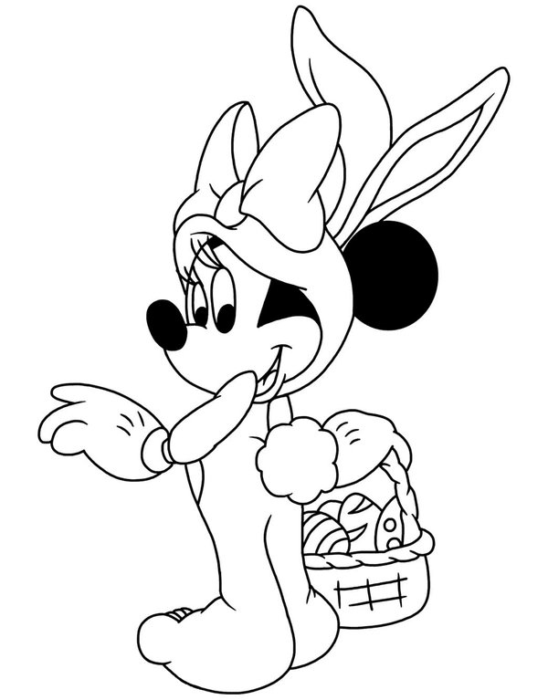 Osterhase Minnie Mouse coloring page for children