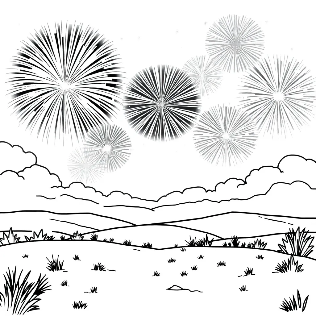 Oud En Nieuw Vuurwerk Feest Traditie Viering coloring page for children