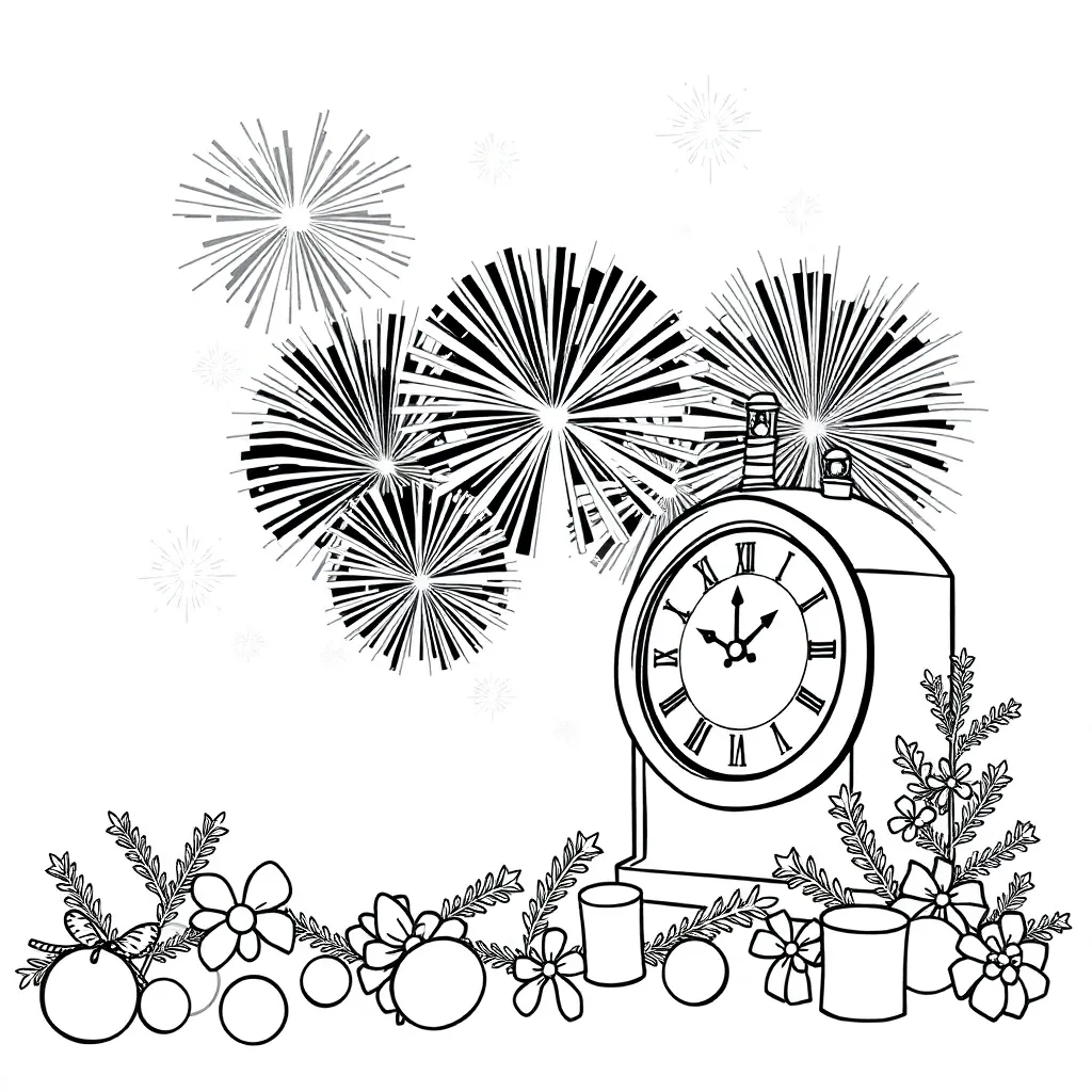 Oud En Nieuw Vuurwerk Feest Traditie Viering coloring page for children