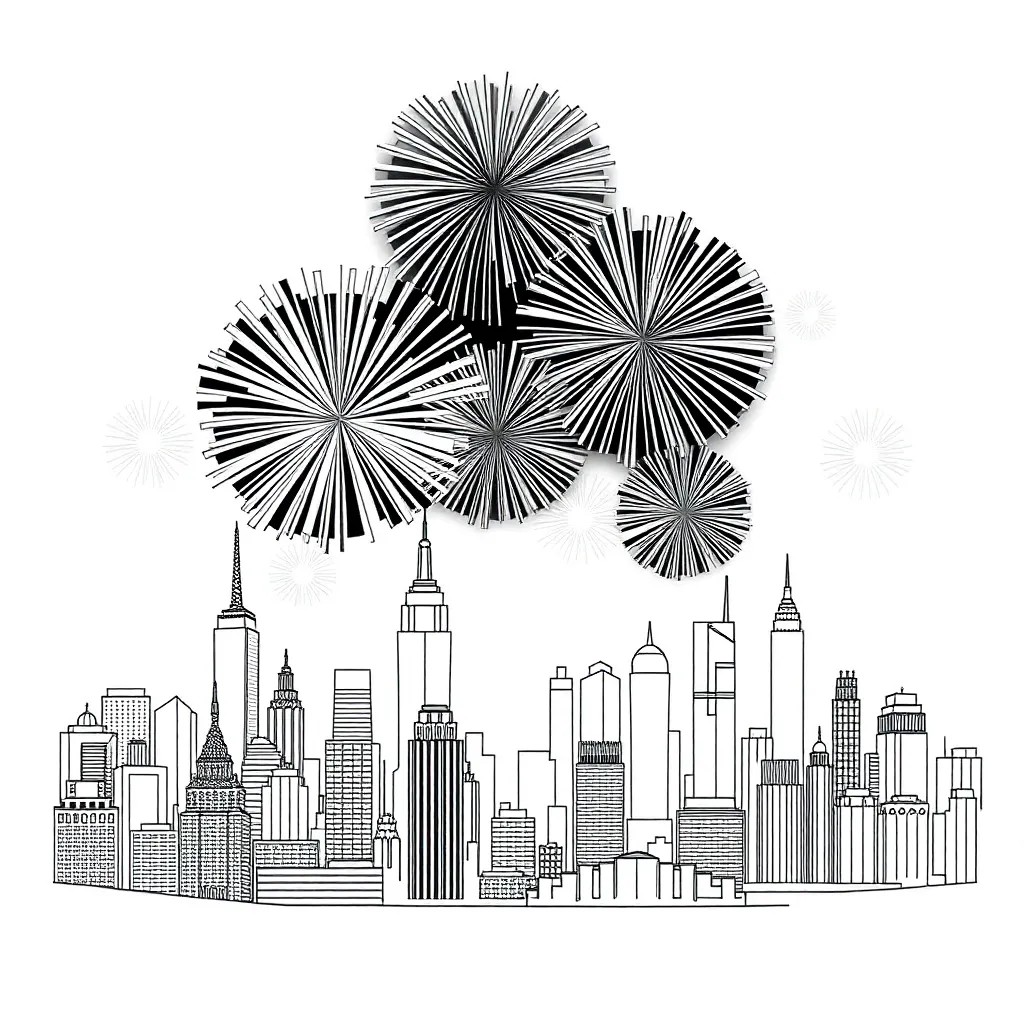 Oud En Nieuw Vuurwerk Feest Traditie Viering coloring page for children