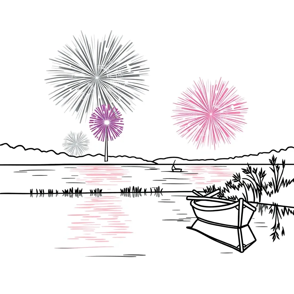 Oud En Nieuw Vuurwerk Traditie Feest Viering coloring page for children