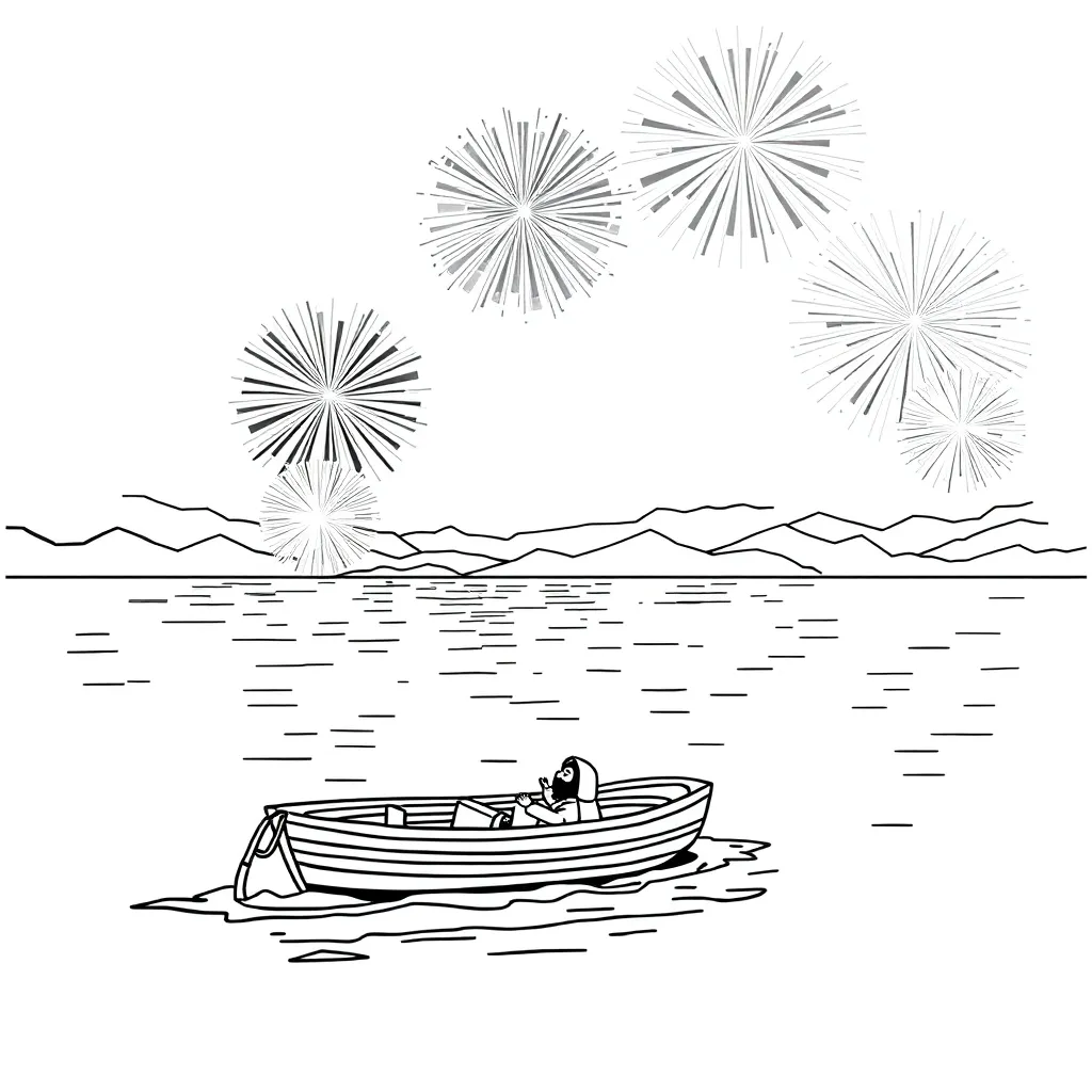 Oud Nieuw Feest Vuurwerk Traditie coloring page for children