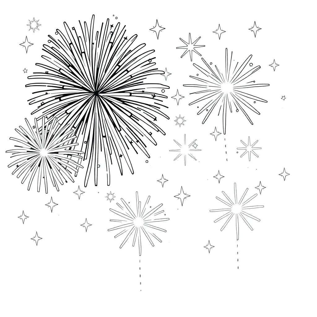 Oud Nieuw Vuurwerk Feest Traditie coloring page for children