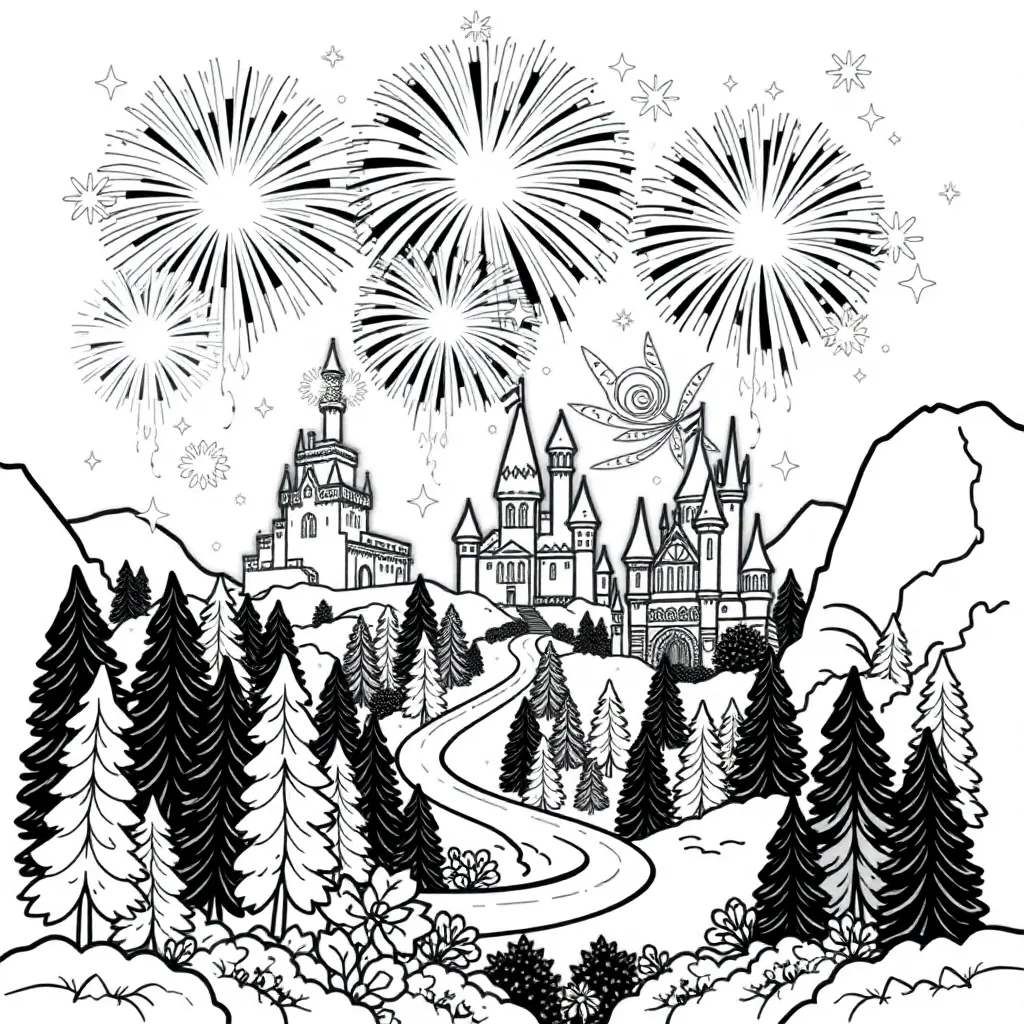 Oud Nieuw Vuurwerk Feestelijk Traditie coloring page for children