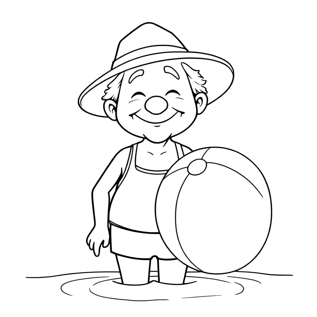 Ouderen In De Zomer Op Strand Of Zwembad coloring page for children