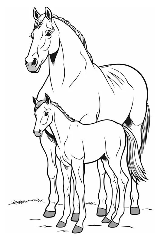 Paard en Veulen coloring page for children