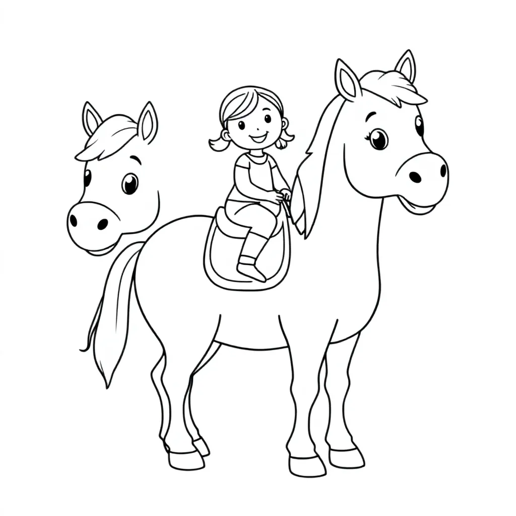 Paard Met Een Amazone coloring page for children