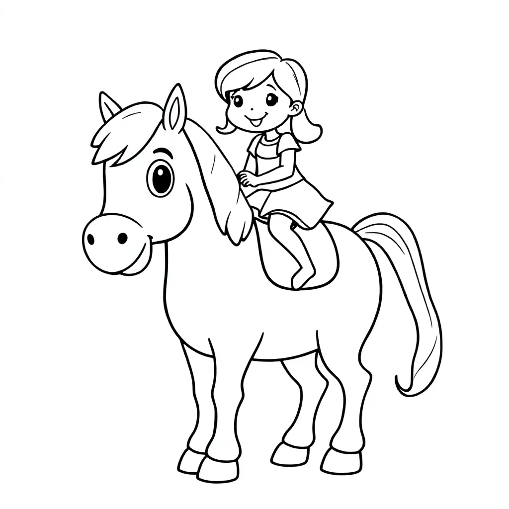 Paard Met Een Amazone coloring page for children