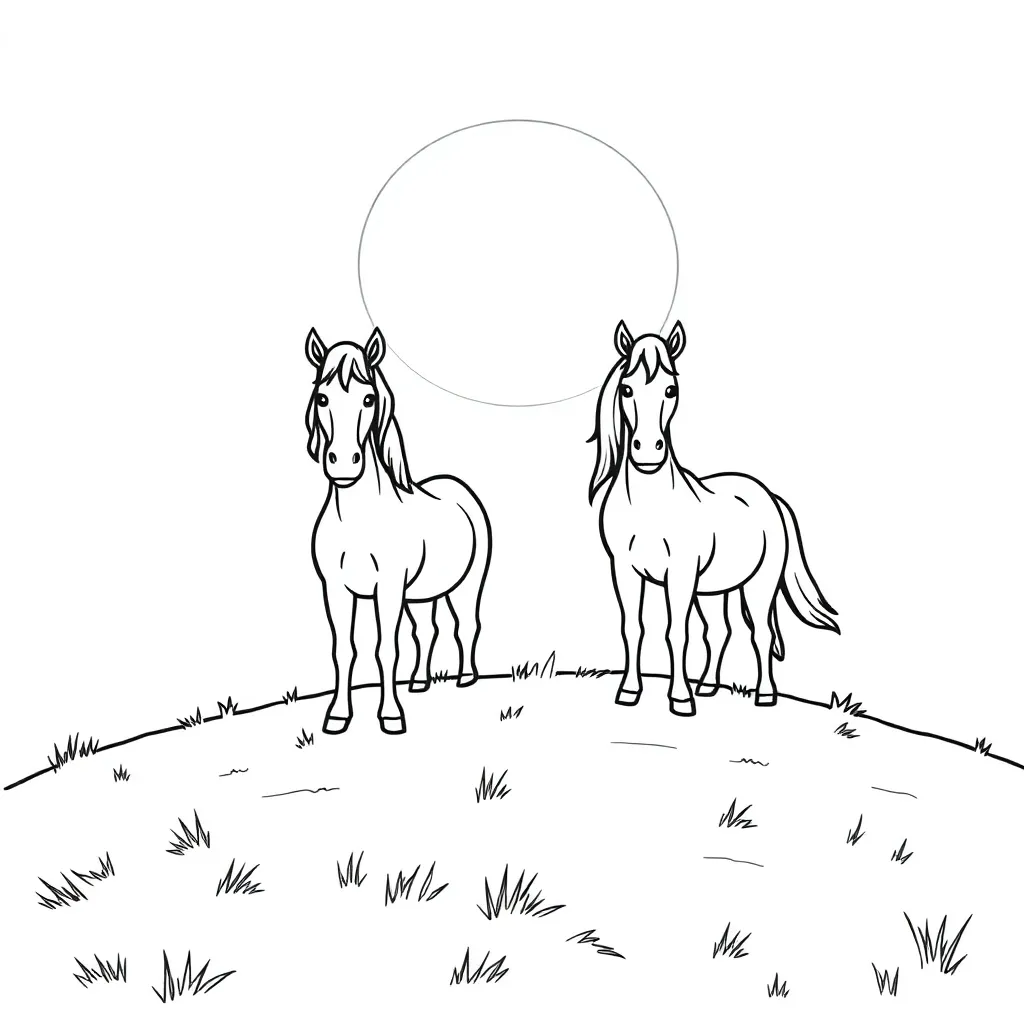 Paard Natuur Cartoon Vrolijk Creatief coloring page for children