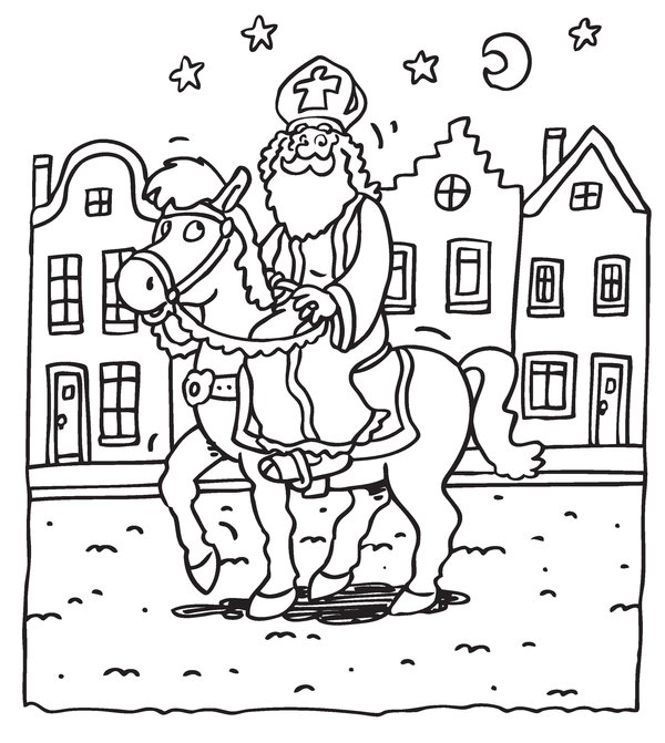 Paard Sinterklaas coloring page for children