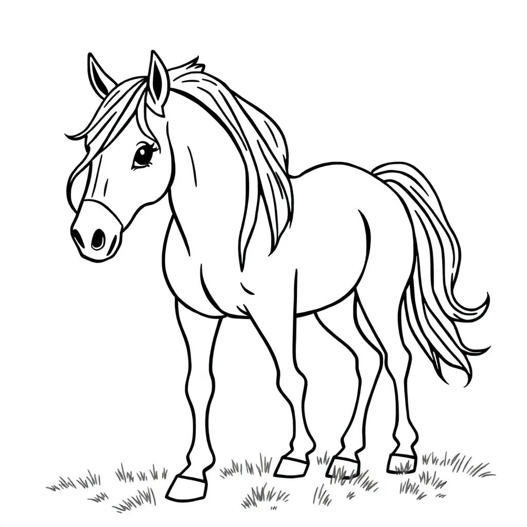 Paard Veulen Boerderij Natuur Creatief coloring page for children