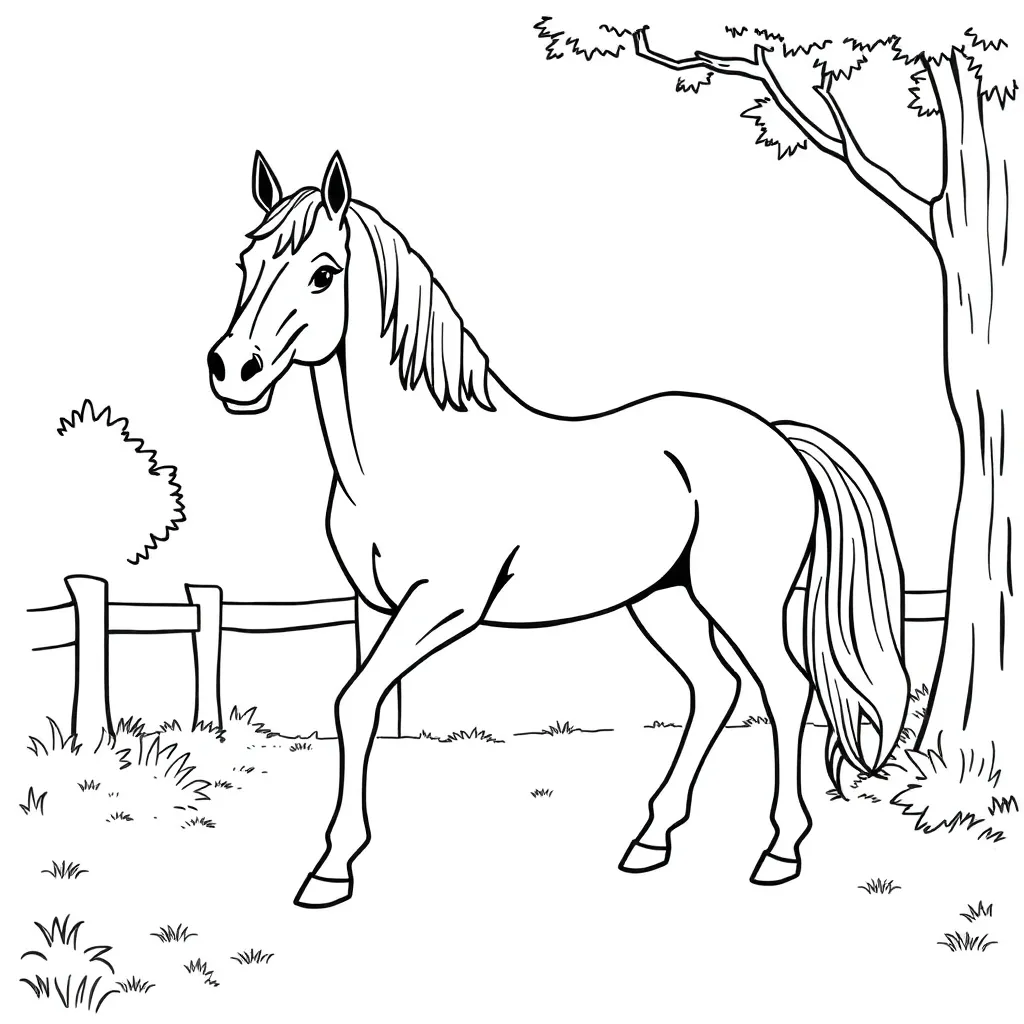 Paard Veulen Boerderij Natuur Creatief coloring page for children