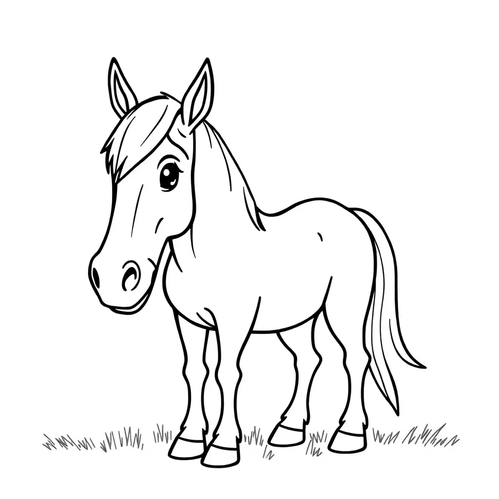 Paard Veulen Boerderij Natuur Creatief coloring page for children