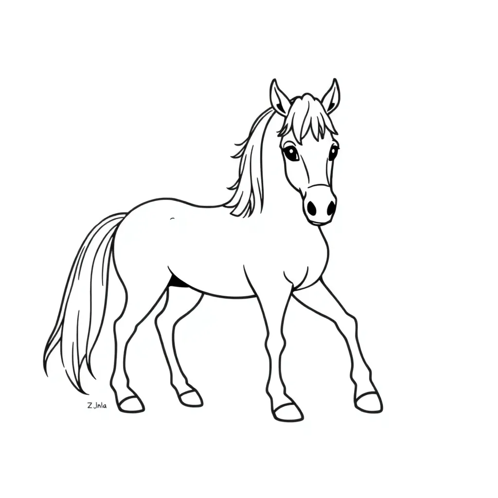 Paard Veulen Boerderij Natuur Creatief coloring page for children
