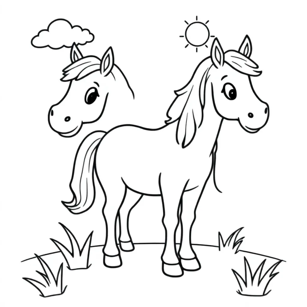 Paarden coloring page for children