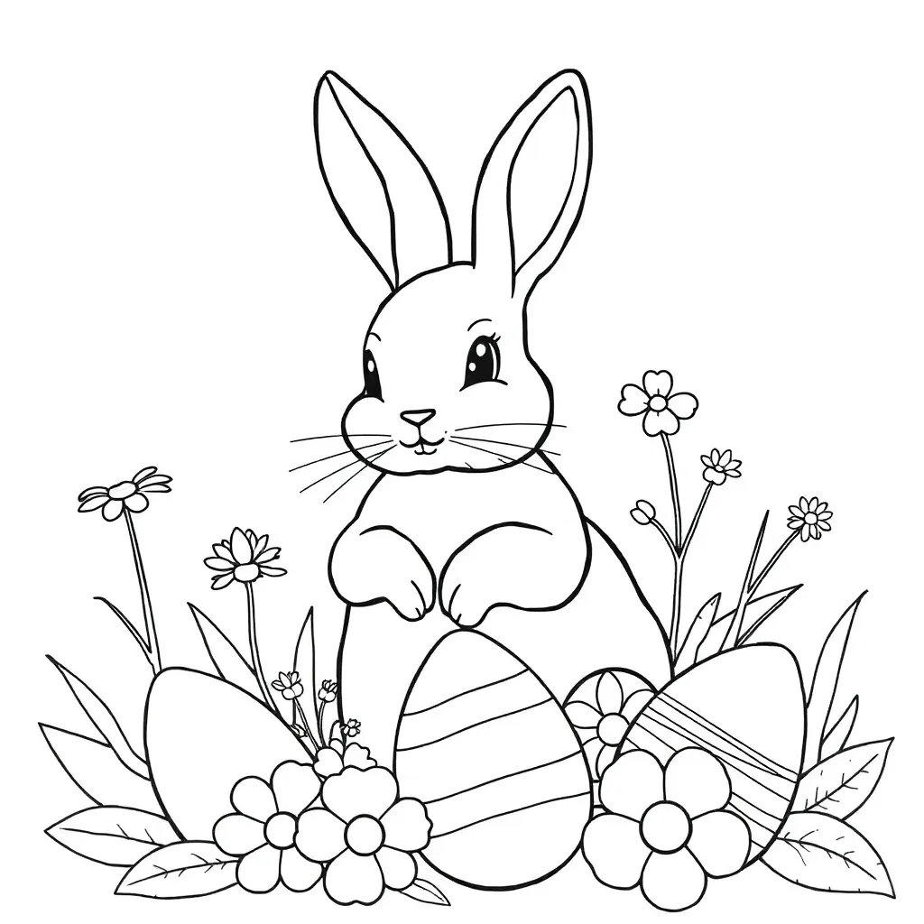Paashaas Met Eieren coloring page for children