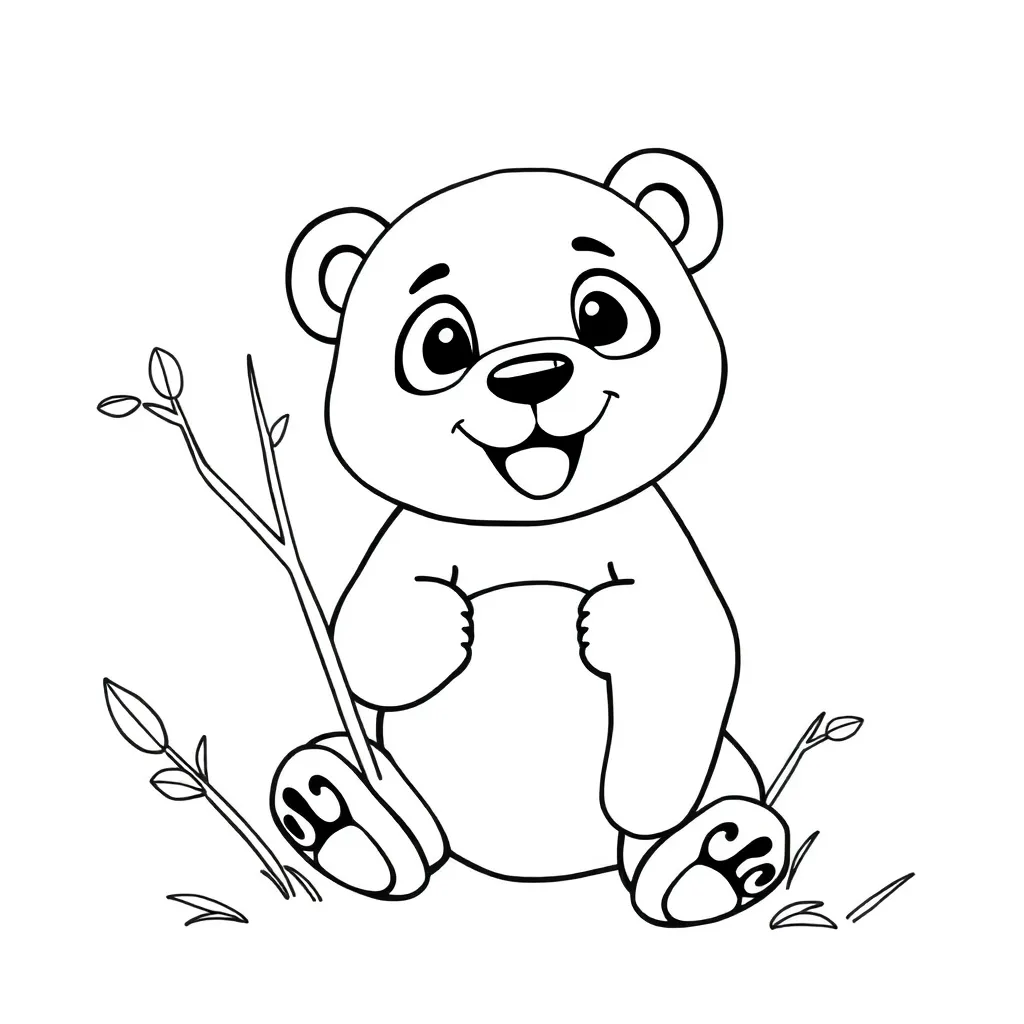 Panda Beer Schattig Natuur Zwart Wit coloring page for children