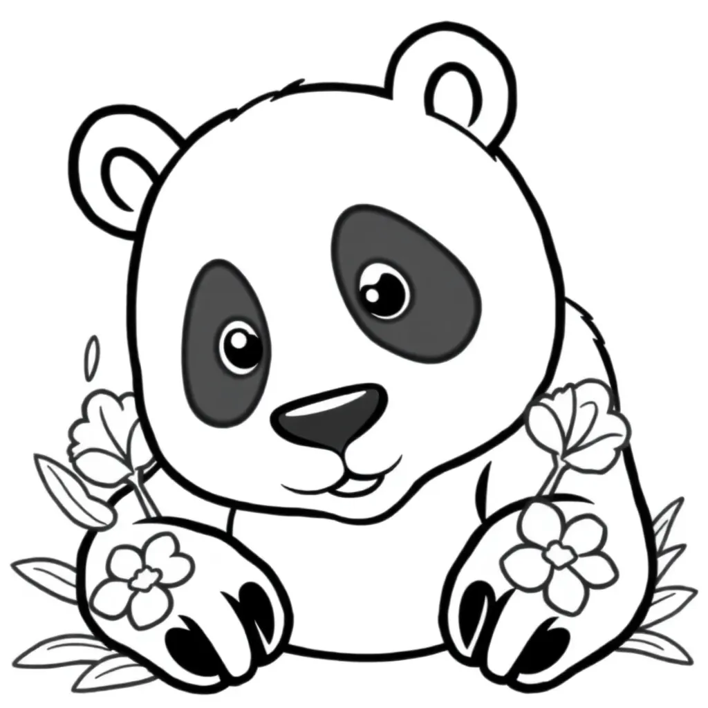 Panda Schattig Zwart Wit Dieren coloring page for children