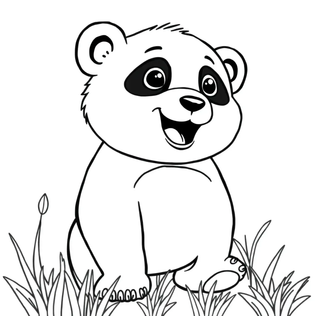 Panda Schattig Zwart Wit Dieren Natuur coloring page for children