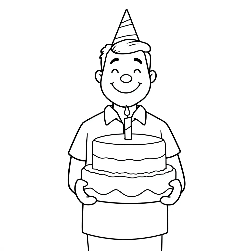 Feuille de coloriage gratuite Papa fête son anniversaire Feuille de coloriage pour enfants